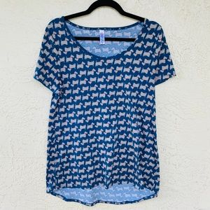 Like New M Lularoe Classic Shirt Scotty Dogs Blue